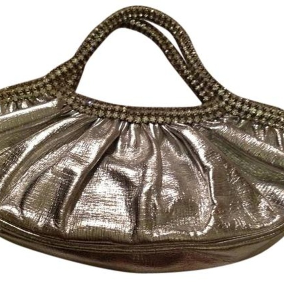 Judith Leiber Rhinestone Silver Leather Clutch 7" - Picture 3 of 5